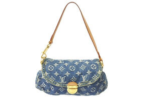 Louis Vuitton Handbag Monogram Denim Pleaty Blue